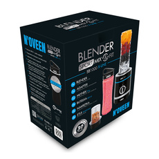 Blender Noveen SB1000 Sport Mix&Fit 300W czarny, 2 butelki do koktajli i młynek do przypraw