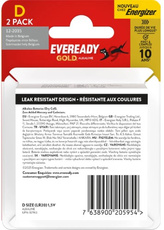 Bateria Eveready LR20/2BP Alkaline Gold - komplet 2 sztuk