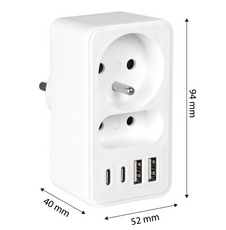 Rozgałęźnik Vayox VA--0374 2g 2xUSB/2xUSB-C biały