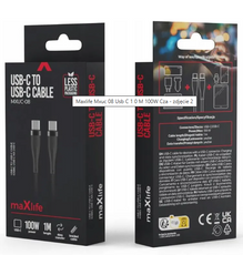 Kabel Maxlife MXUC-08 USB-C - USB-C 1,0m 60W