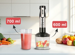 Blender Eldom BL250 kubek,trzepaczka,rozdrabniacz,inox 1200W