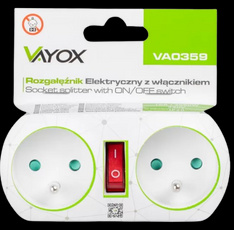 Rozgałęźnik Vayox VA--0359 2 gniazda + wyłącznik