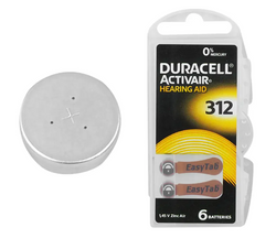 Baterie Duracell DA312 do aparatu słuchowego - komplet 6 sztuk