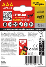 Bateria Eveready LR03/4BP Alkaline Gold AAA - komplet 4 sztuk